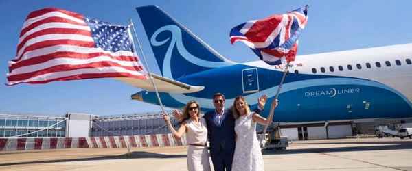 Gatwick Airport celebrating flights from America